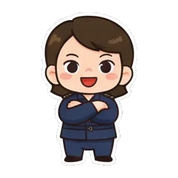 制服角色抱臂思考。 Little Officer's Daily Express sticker for expressive chats and social replies.