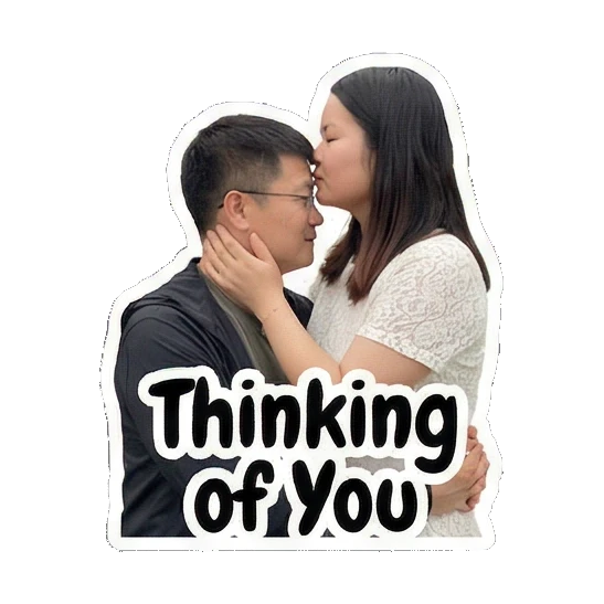Husband kissing wife's forehead Our Sweet Couple Life sticker for expressive chats and social replies.
