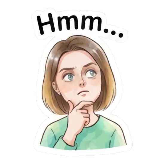 Thoughtful young woman resting chin on hand Modern Girl Expressions sticker for expressive chats and social replies.