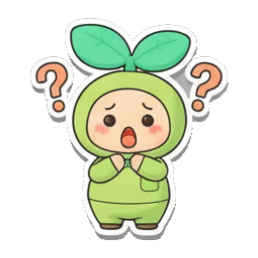 植物角色困惑不解 Sproutling Emotions sticker for expressive chats and social replies.