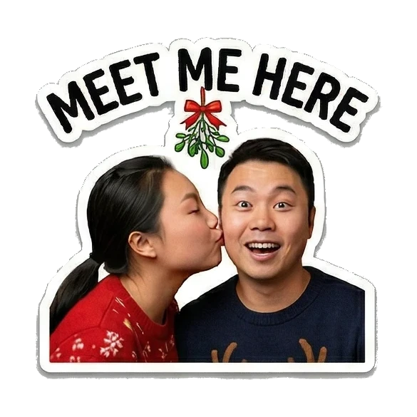 Man with chocolate on face Christmas Couple Adventures sticker for expressive chats and social replies.