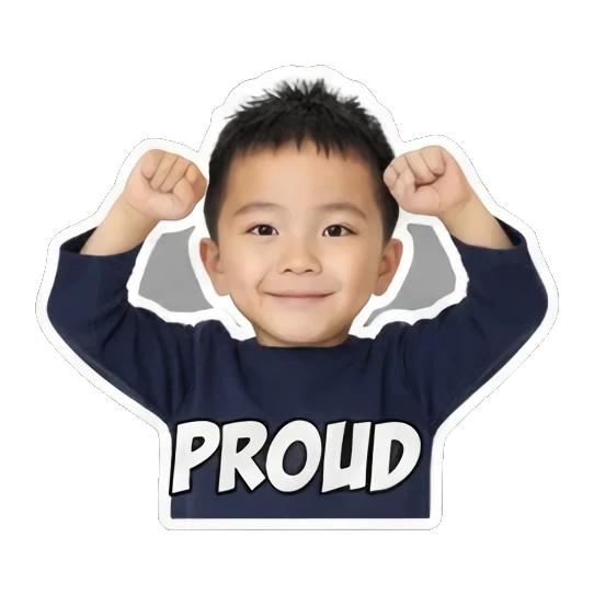 boy flexing proud Little Boy's Daily Moods sticker for expressive chats and social replies.