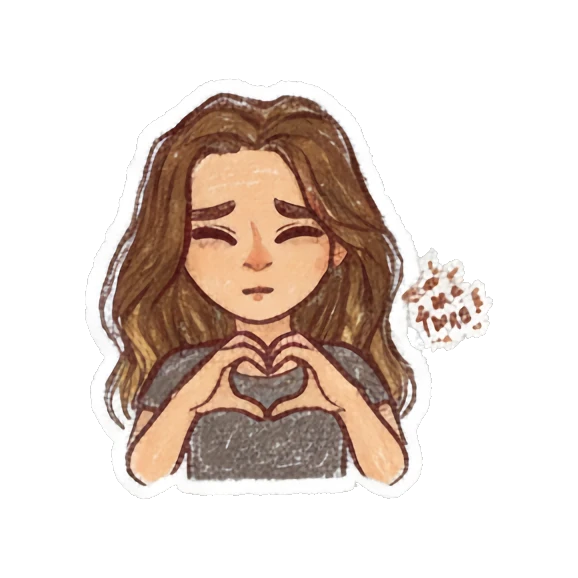 Loving girl making a heart shape with hands Curly Haired Girl Daily Vibes sticker for expressive chats and social replies.