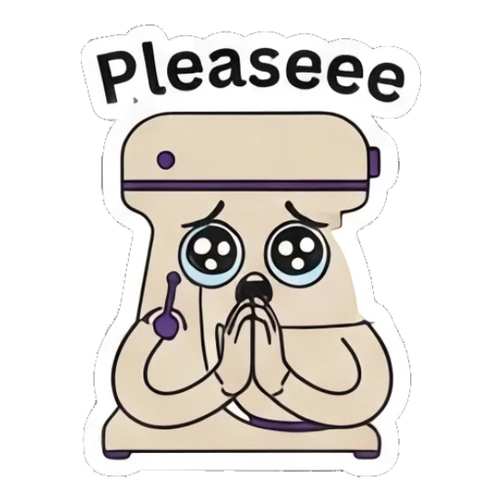 Mixer begging with pleading eyes Kitchen Mixer Moods sticker for expressive chats and social replies.