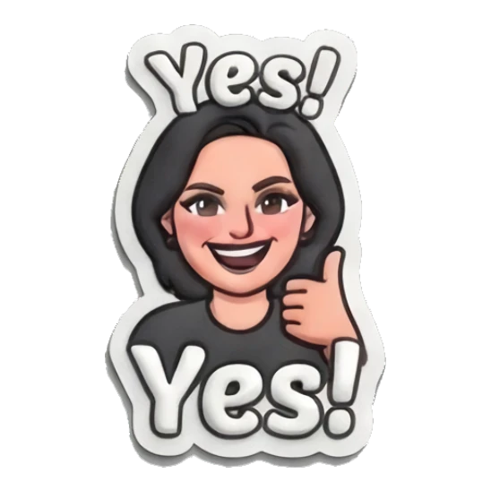 Girl giving a thumbs up with a smile and Yes text Puff Print Girl Daily sticker for expressive chats and social replies.