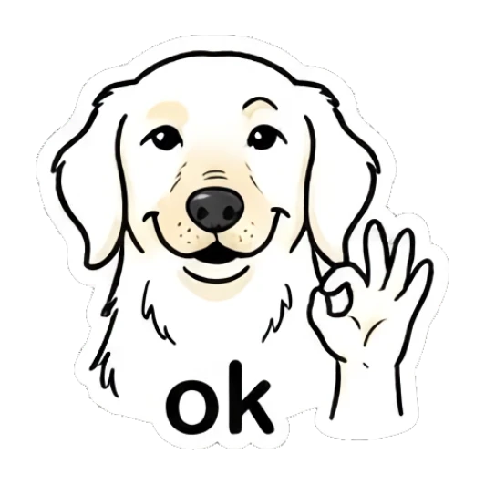 Golden retriever making an OK gesture with text 'ok' Golden Retriever Daily Vibes sticker for expressive chats and social replies.