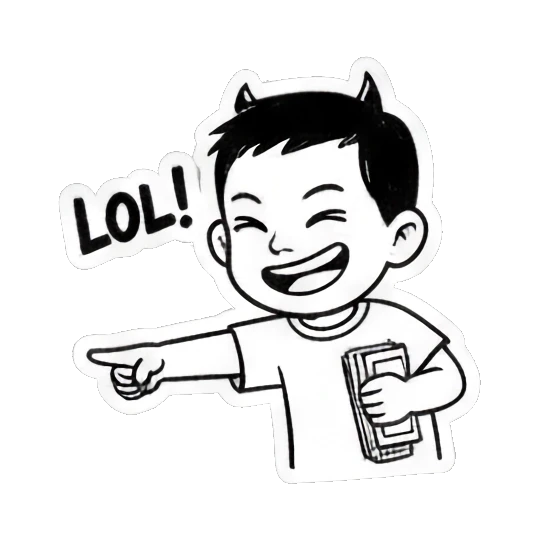 laughing boy pointing Quirky Boy Daily Life sticker for expressive chats and social replies.