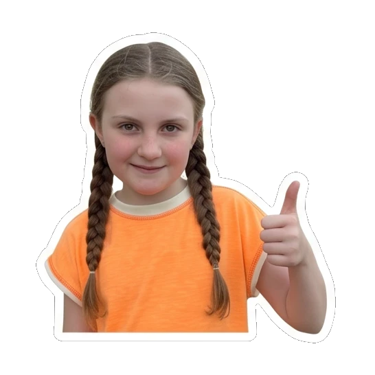 Girl giving thumbs up with Yes text Daily Life of Two Sisters sticker for expressive chats and social replies.