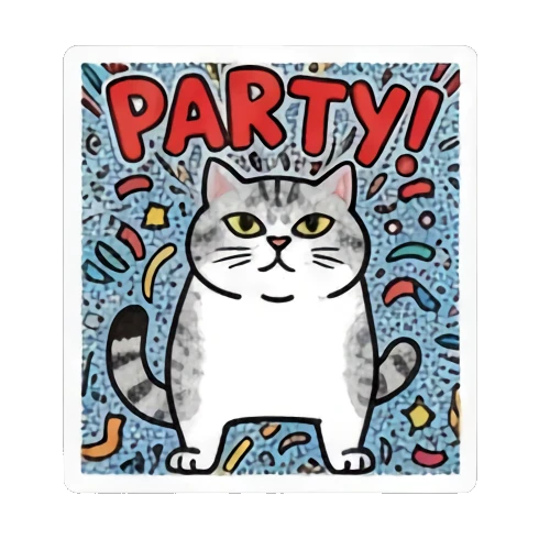 cat looking ok with green background Pop Art Cat Vibes sticker for expressive chats and social replies.