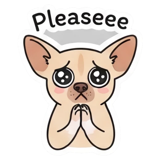 Chihuahua looking pleading with large watery eyes Chihuahua Moods sticker for expressive chats and social replies.