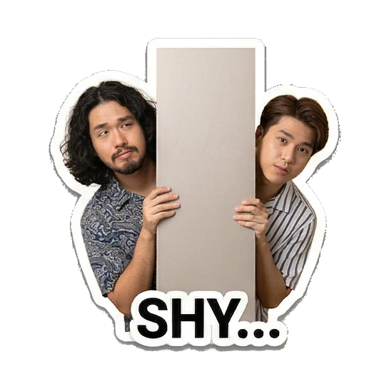一人害羞躲在板后 Dynamic Duo Daily Vibes sticker for expressive chats and social replies.