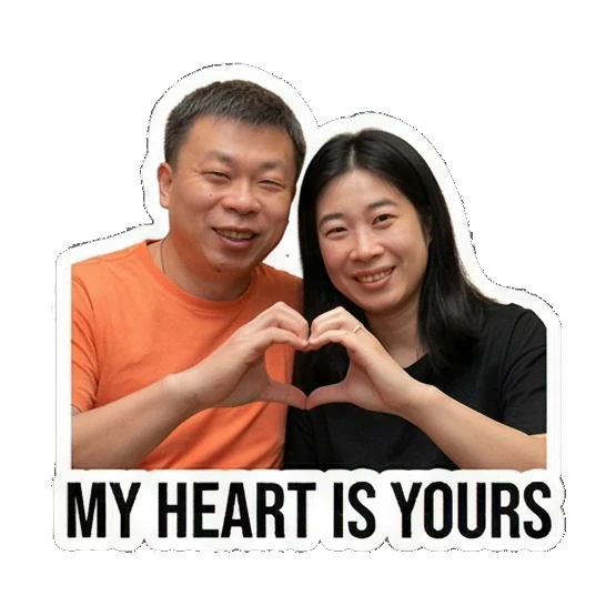 making heart shape with hands Sweet Couple Moments sticker for expressive chats and social replies.