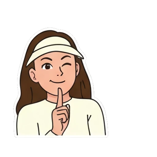 Girl shushing, sharing a secret Visor Girl Expressions sticker for expressive chats and social replies.