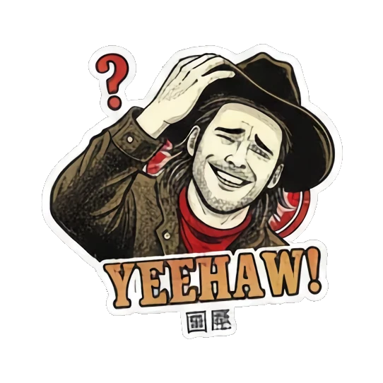 Sad cowboy crying Vintage Cowboy Reactions sticker for expressive chats and social replies.