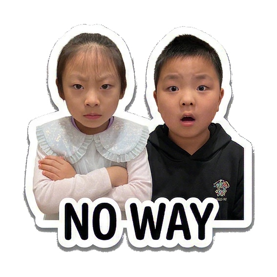 pointing at something Siblings Daily Life sticker for expressive chats and social replies.