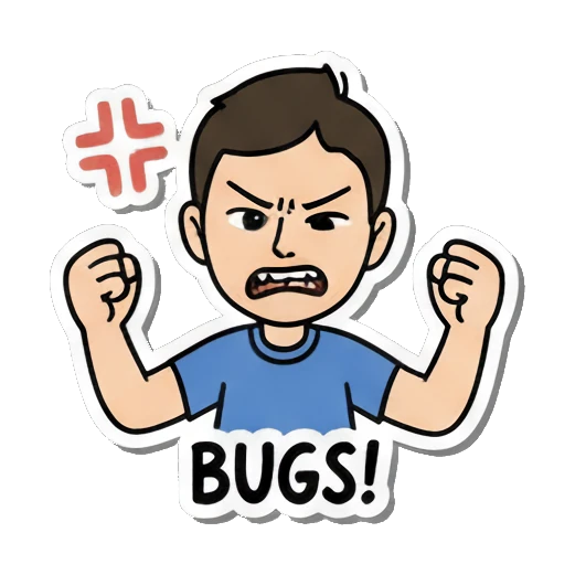 angry with bugs Summer Boy Adventures sticker for expressive chats and social replies.