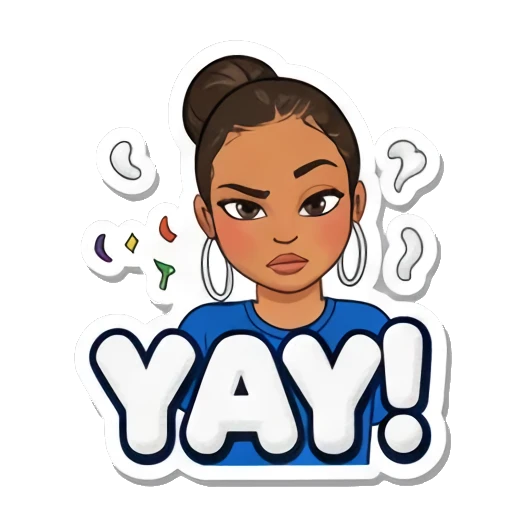 开心女孩欢呼Yay Sassy Girl Slang sticker for expressive chats and social replies.