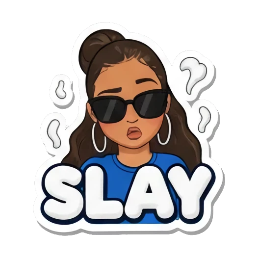 戴墨镜的Slay女孩 Sassy Girl Slang sticker for expressive chats and social replies.