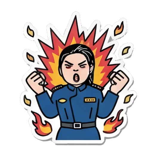 Exploding in anger, showing rage Officer's Daily Moods sticker for expressive chats and social replies.