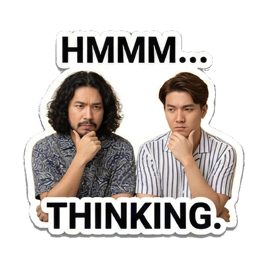 两人托腮思考 Dynamic Duo Daily Vibes sticker for expressive chats and social replies.