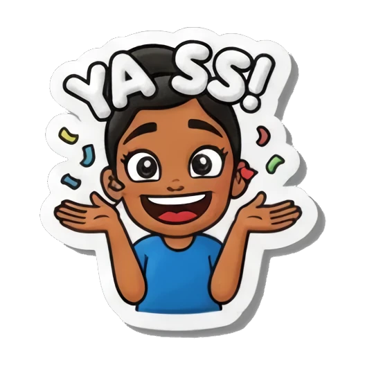happy girl cheering Playful Girl Expressions sticker for expressive chats and social replies.