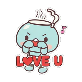 Blue teapot character holding heart with text LOVE U Teapot Buddy Daily Life sticker for expressive chats and social replies.