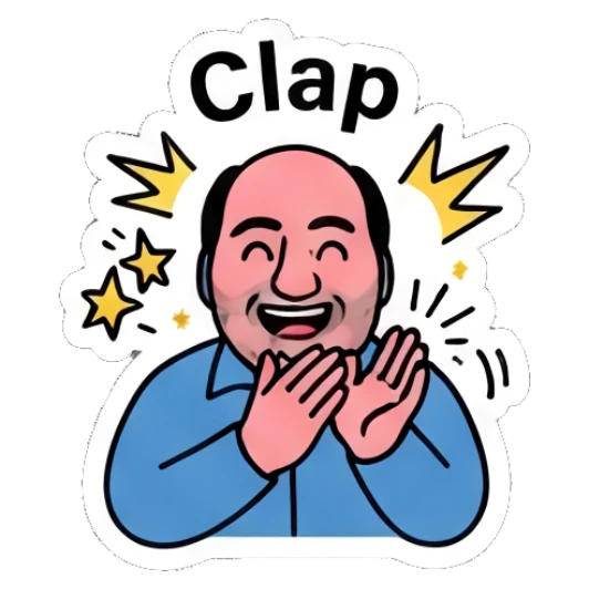 Man clapping hands enthusiastically with text Clap Office Guy Daily Vibes sticker for expressive chats and social replies.