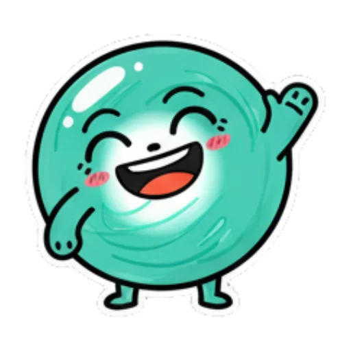开心挥手打招呼 Teal Blob Expressive Stickers sticker for expressive chats and social replies.