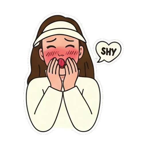 Shy girl blushing, covering her face Visor Girl Expressions sticker for expressive chats and social replies.
