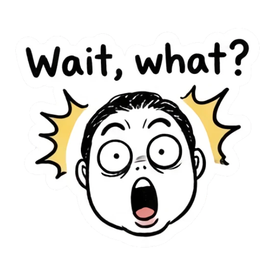 Girl looking shocked with wide eyes and open mouth Daily Doodle Girl sticker for expressive chats and social replies.