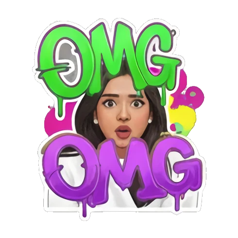 震惊尖叫OMG Graffiti Girl Vibes sticker for expressive chats and social replies.