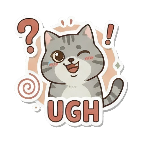 疑惑不解的小猫 Playful Grey Tabby sticker for expressive chats and social replies.