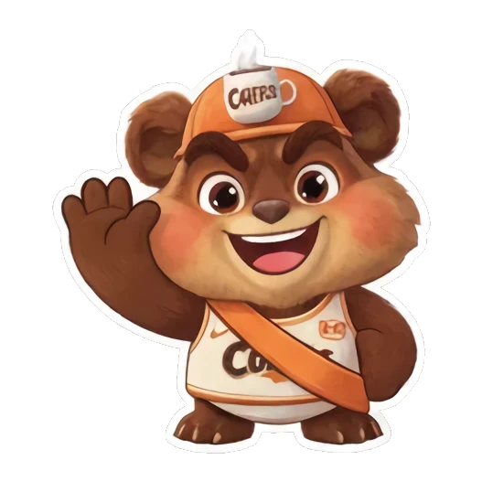 可爱的酷菲斯熊挥手打招呼 Coiffes Bear Graduation Stickers sticker for expressive chats and social replies.