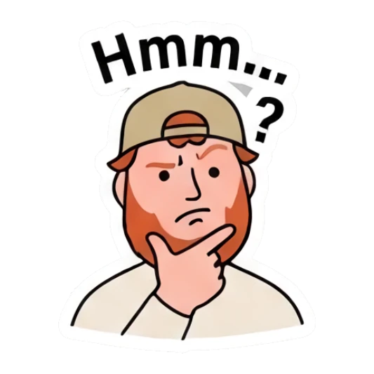 Bearded man thinking with a hand on his chin Bearded Guy Daily Vibes sticker for expressive chats and social replies.