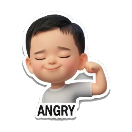 Angry baby clenching fist 'ANGRY' Baby's Daily Moods sticker for expressive chats and social replies.