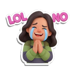 Girl laughing with tears of joy with LOL NO text Cheerful Girl Daily Life sticker for expressive chats and social replies.