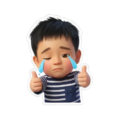 哭泣男孩流泪比赞. Little Boy's Expressive World sticker for expressive chats and social replies.