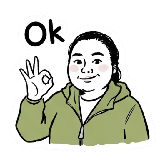 Girl making OK hand gesture with happy expression Daily Doodle Girl sticker for expressive chats and social replies.