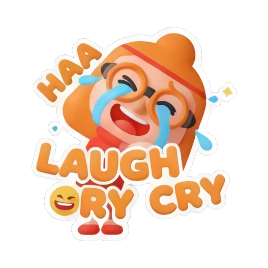 Ginger girl laughing and crying simultaneously with text LAUGH CRY Cheerful Ginger Girl Adventures sticker for expressive chats and social replies.