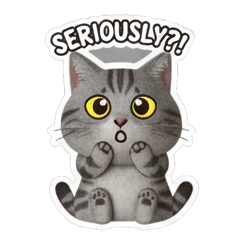 严肃思考的猫咪 Gray Tabby Cat Expressions sticker for expressive chats and social replies.