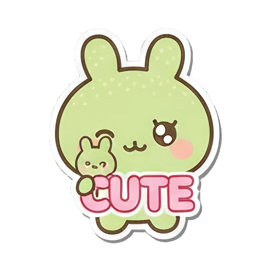 Cute bunny with sparkling eyes Minty Bunny Moods sticker for expressive chats and social replies.