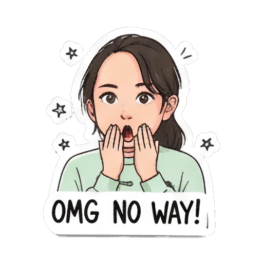 Shocked expression with hands on face Daily Life of a Lively Girl sticker for expressive chats and social replies.