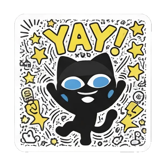 黑猫卡通形象 Doodle Cat Expressions sticker for expressive chats and social replies.