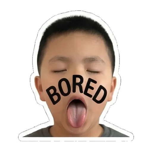 吐舌头，表现无聊BORED Boy's Expressive Faces sticker for expressive chats and social replies.