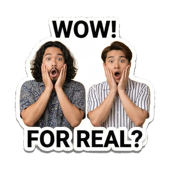 两人惊讶捂脸 Dynamic Duo Daily Vibes sticker for expressive chats and social replies.