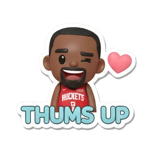 Basketball player winking with a heart saying THUMBS UP. Basketball Star Daily Life sticker for expressive chats and social replies.
