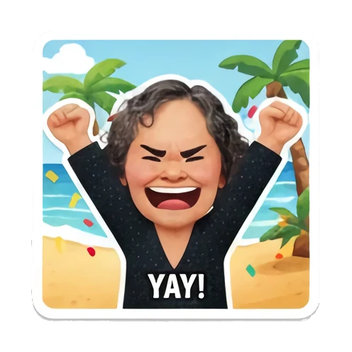 妈妈欢呼庆祝胜利 Cheerful Mom Daily Life sticker for expressive chats and social replies.