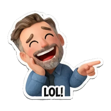 大叔开怀大笑 Cheerful Bearded Guy sticker for expressive chats and social replies.