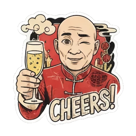 大叔双手合十祈祷 Bald Uncle Lunar New Year sticker for expressive chats and social replies.