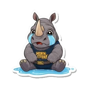 犀牛坐地哭泣 Chubby Rhino Fun sticker for expressive chats and social replies.